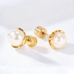 Alicia Bonnie Ashton Gold Pearl Small Stud Earrings Minimalist Everyday Studs